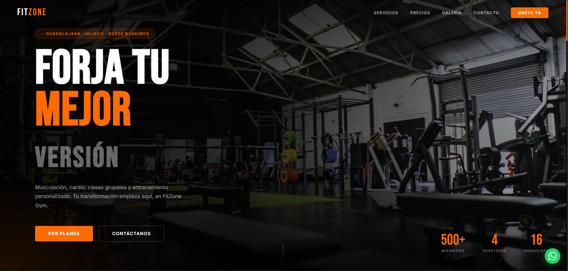 Captura del sitio FitZone Gym