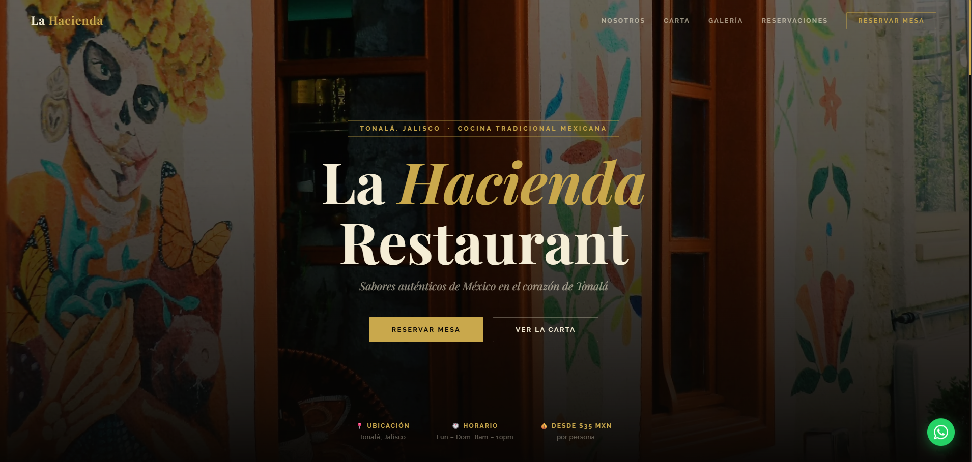 Captura del sitio La Hacienda Restaurant